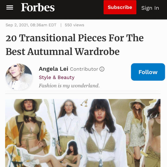 FORBES - 20 TRANSITIONAL PIECES FOR THE BEST AUTUMNAL WARDROBE