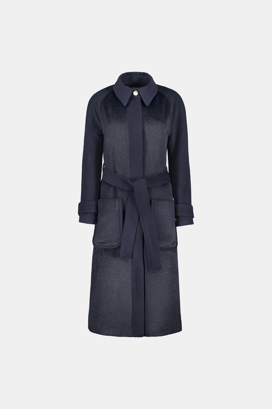 AQVAROSSA Piura trench coat extra fine suri alpaca in navy colour